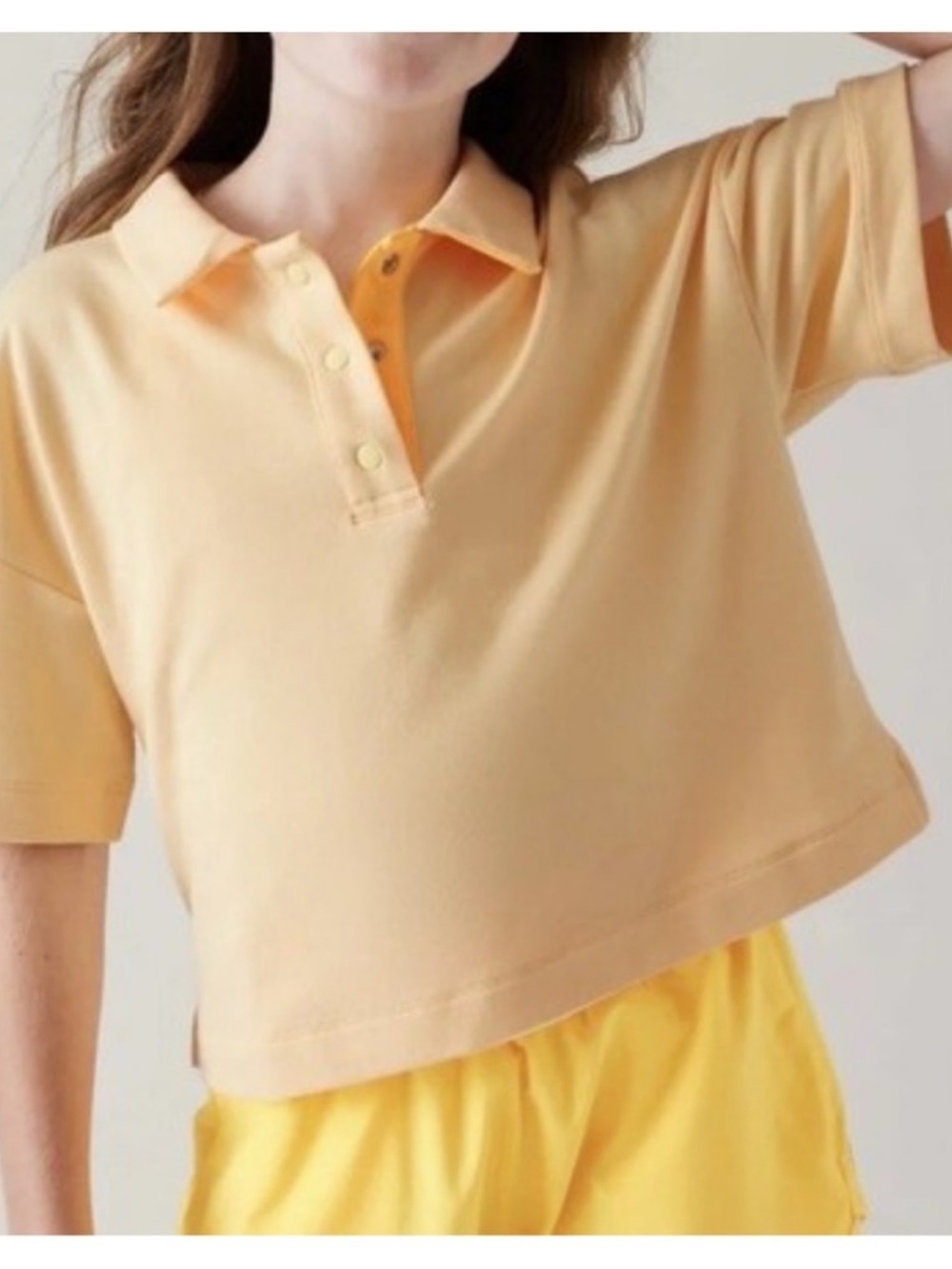 Athleta Girl yellow Button Polo Top